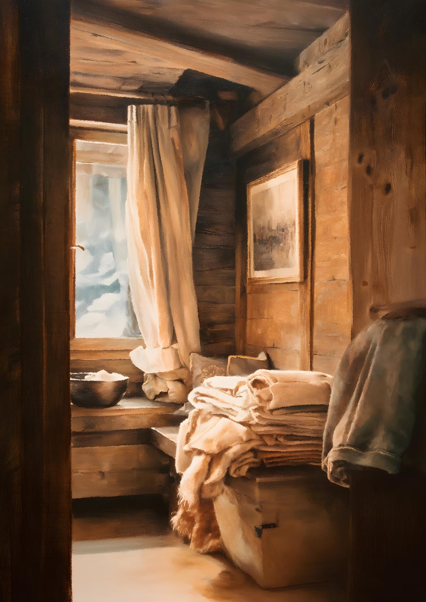 Linen and Light, Alpine Window - Poster