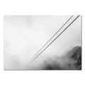 Lines Above the Alps – Alu-Dibond wall art featuring misty alpine cable lines and soft fog.
