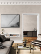Lines Above the Alps – Alu-Dibond wall art displayed in a modern living room setting with minimalistic decor.
