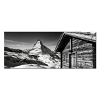 Matterhorn Chalet View – Alu-Dibond wall art featuring a traditional chalet with the Matterhorn in the background.