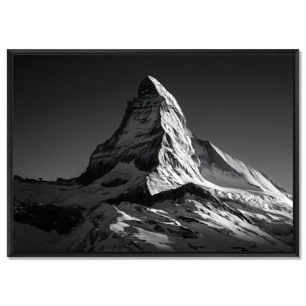 Matterhorn Light – Alu-Dibond wall art featuring the iconic Matterhorn mountain in stunning black and white.