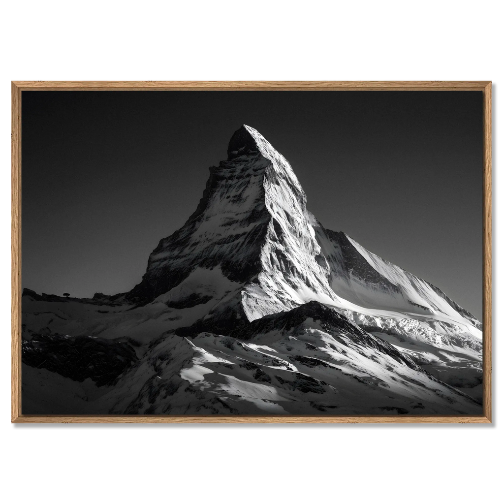 Matterhorn Light – Alu-Dibond wall art showcasing the majestic Matterhorn mountain in monochrome.