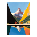Matterhorn Retreat - Poster featuring three people by a lake with the Matterhorn mountain in the background.