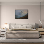 Matterhorn in Mist – Poster displayed in a stylish bedroom, enhancing the modern wall decor.