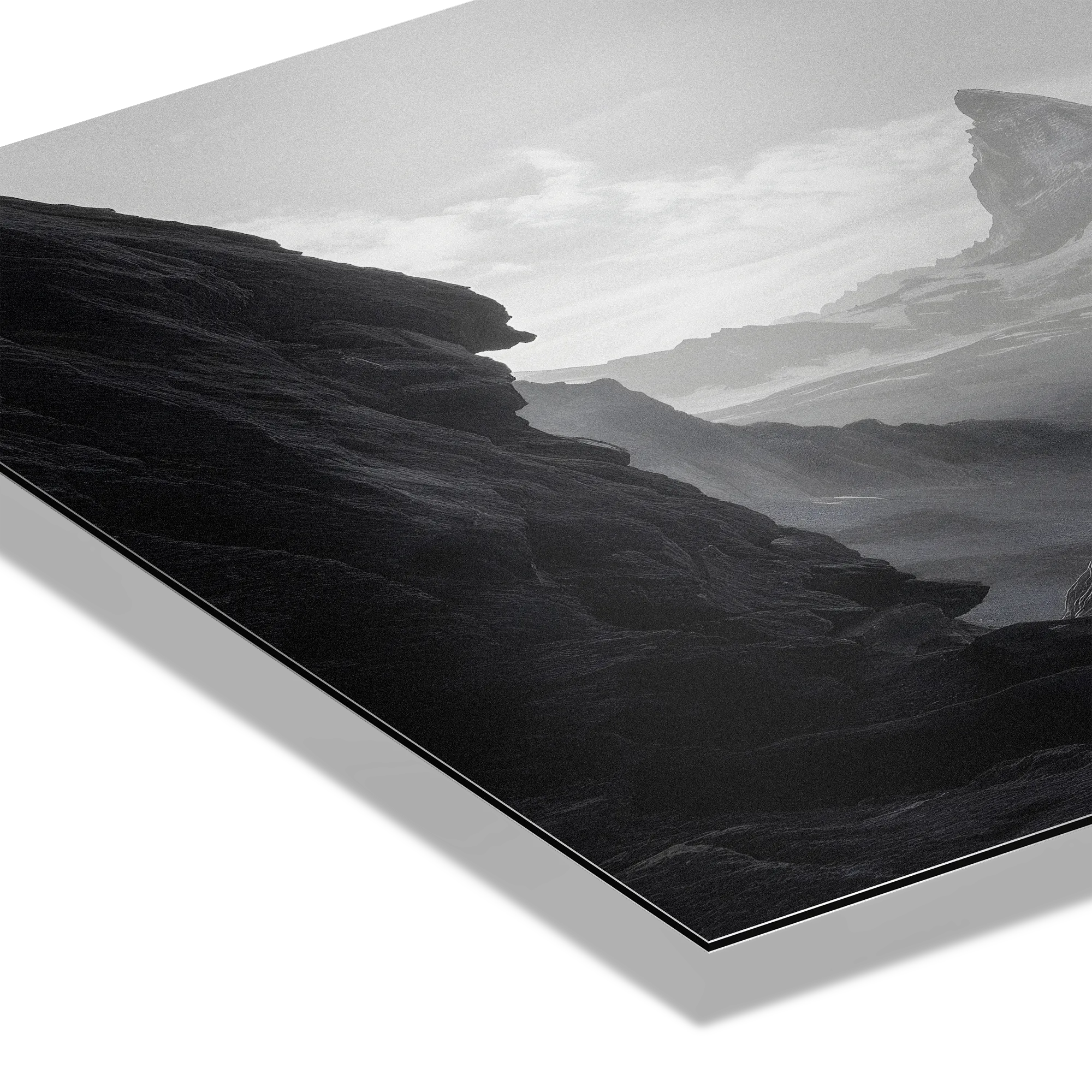 Path to the Matterhorn – Alu-Dibond wall art showcasing rugged alpine rock and a distant peak in fine art quality.