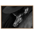 Quiet Bond of an Alpine Deer – Alu-Dibond wall art featuring a human figure and an alpine deer in a tender moment.