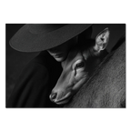 Quiet Bond of an Alpine Deer – Alu-Dibond wall art featuring a human figure embracing an alpine deer.