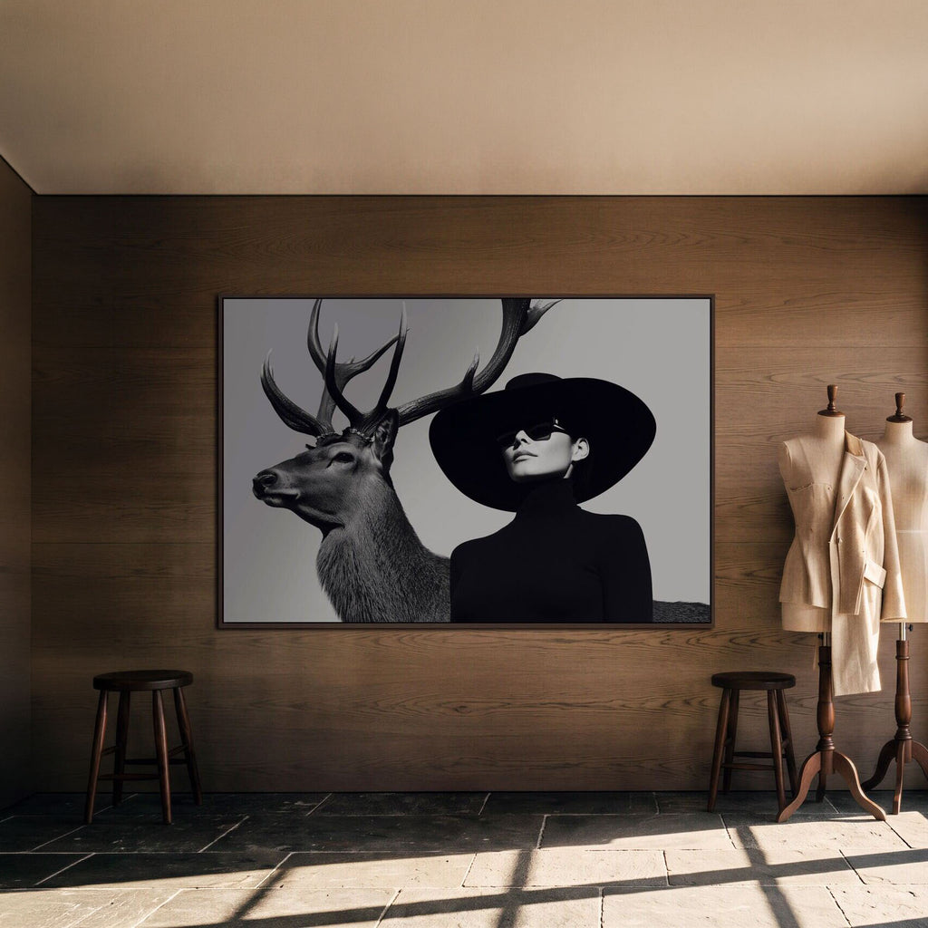 Dialogue silencieux entre une femme et un cerf