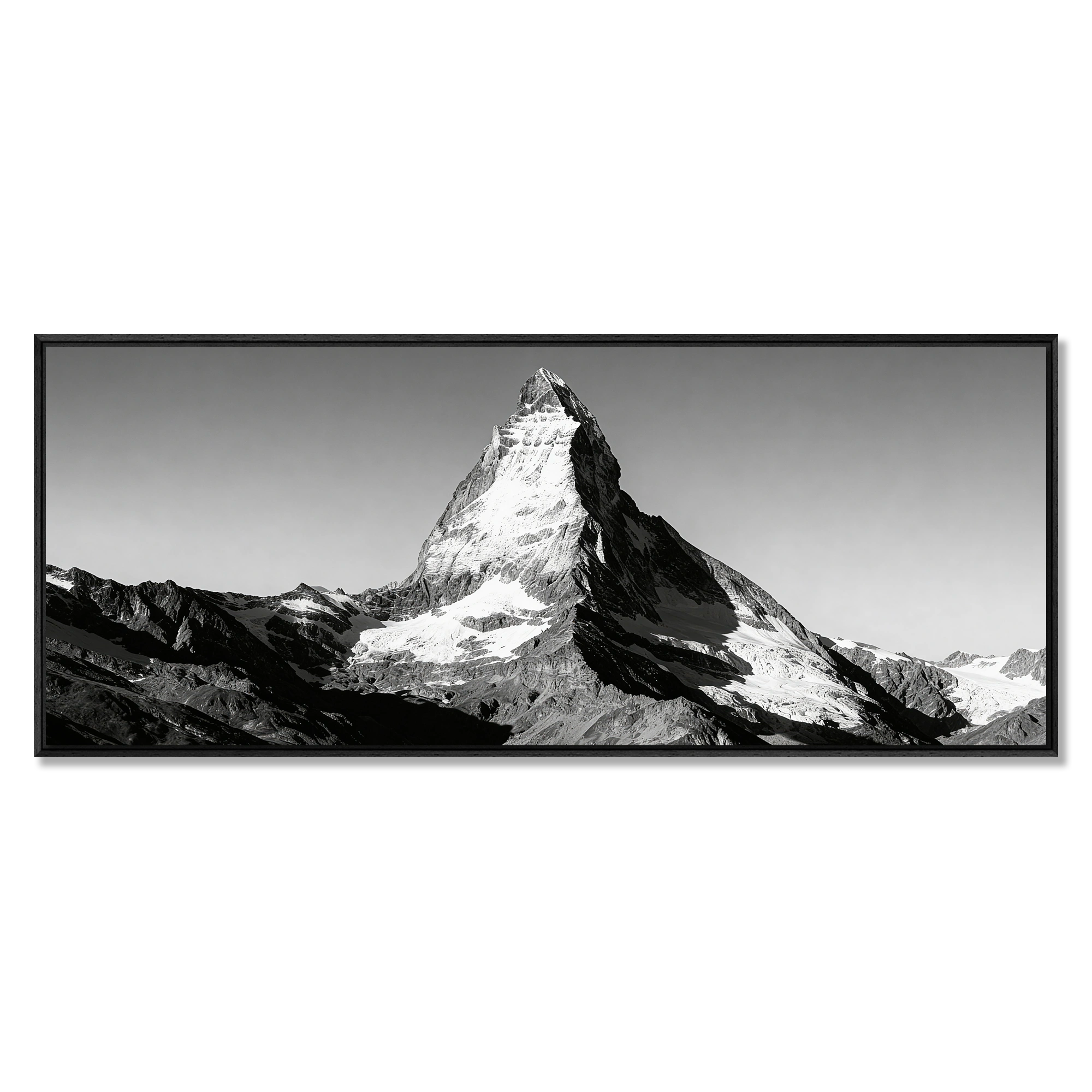 Silent Matterhorn Rise – Alu-Dibond wall art featuring the iconic Matterhorn in black and white.