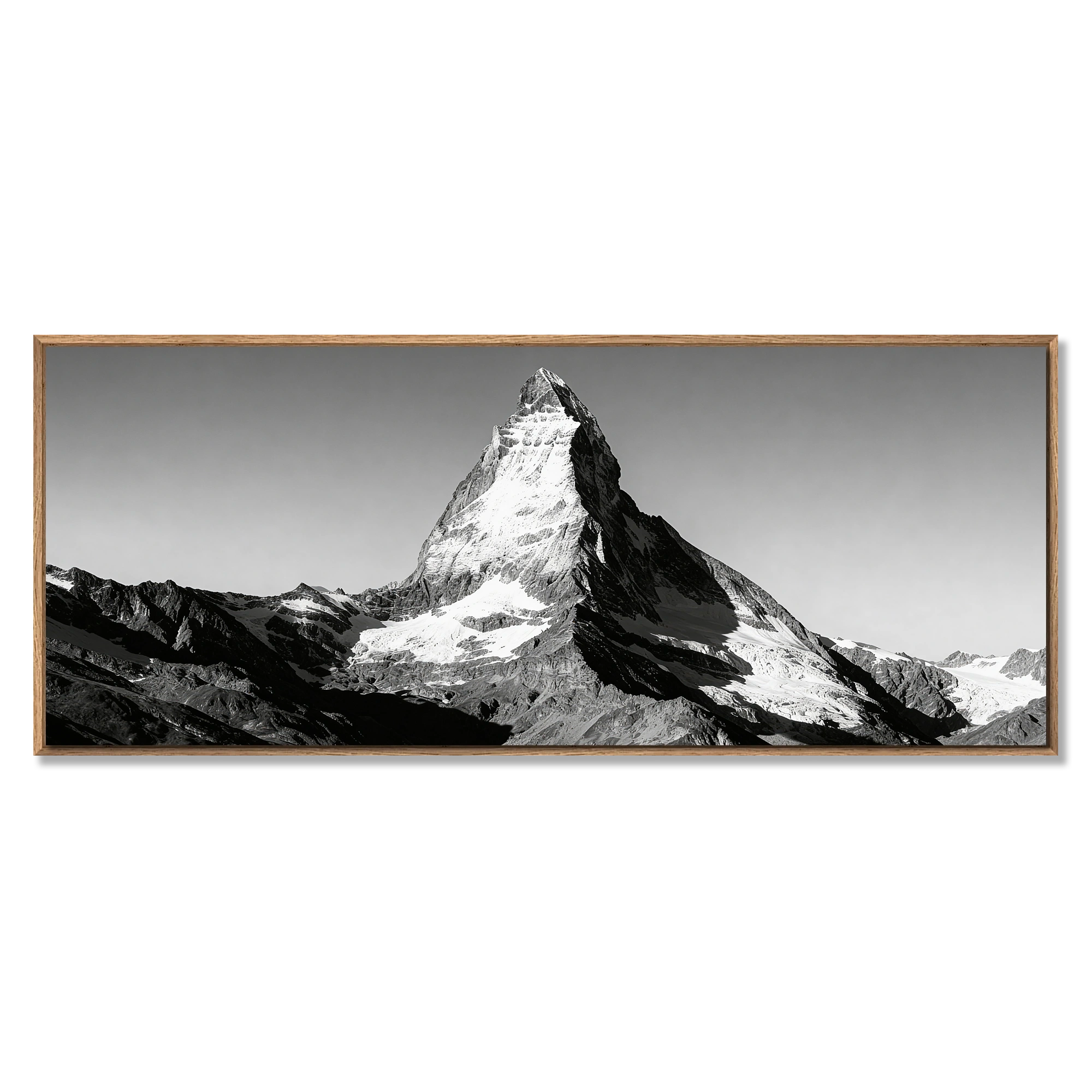 Silent Matterhorn Rise – Alu-Dibond wall art showcasing the iconic Matterhorn in striking black and white.