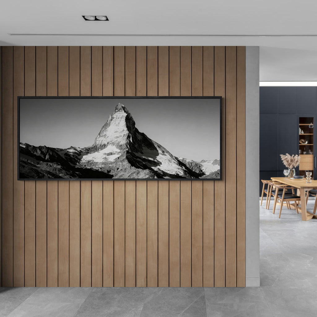 Silent Matterhorn Rise – Alu-Dibond wall art displayed in a modern, minimalist interior.