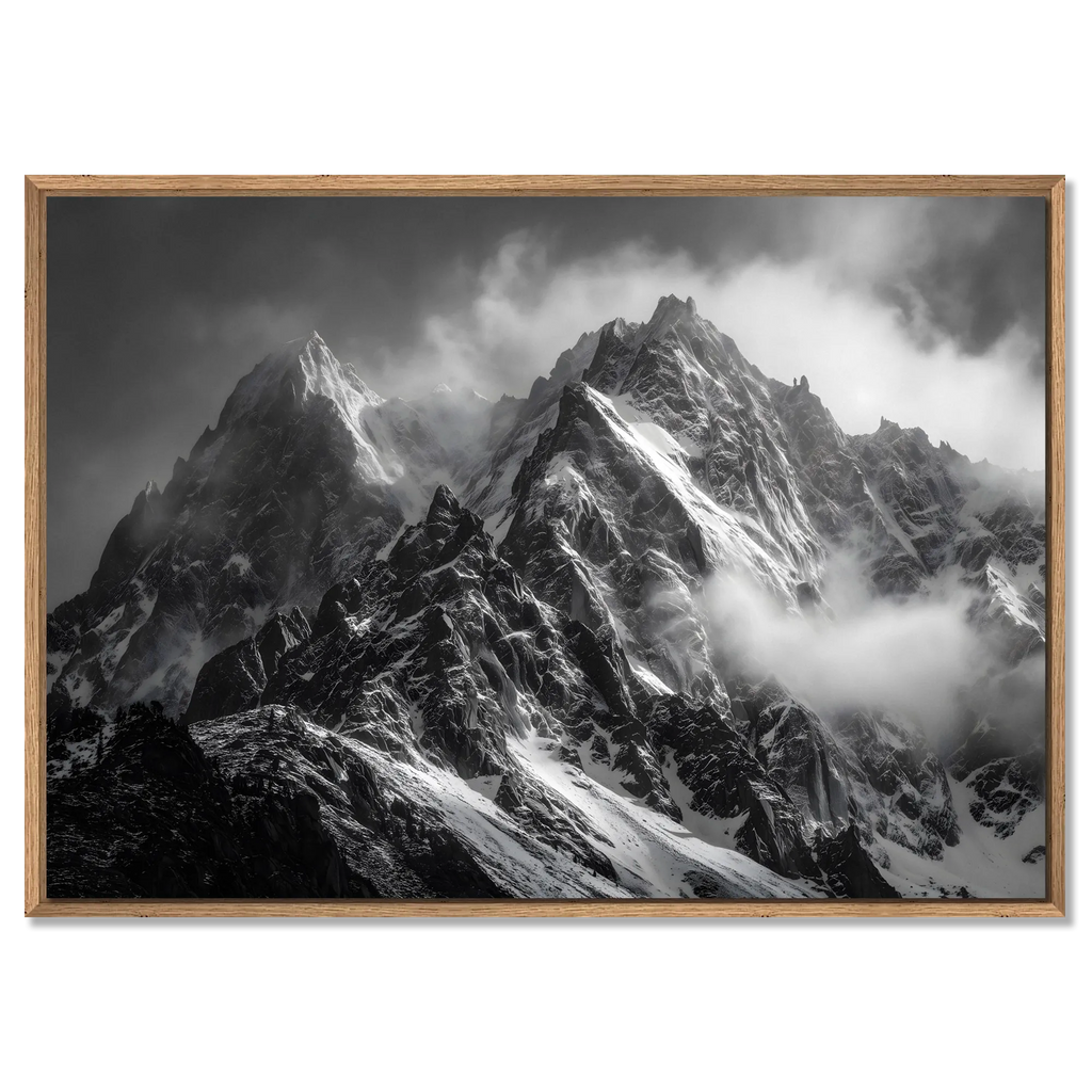 The Majesty of the Alps – Alu-Dibond wall art showcasing powerful mountain ridges and dramatic clouds.