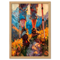 The Traveler’s Path - Poster featuring hiking boots and walking poles in tall grass under warm sunlight.