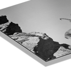 Three Ibex Summit – Alu-Dibond wall art featuring a close-up of ibex on rocky terrain in black-and-white.