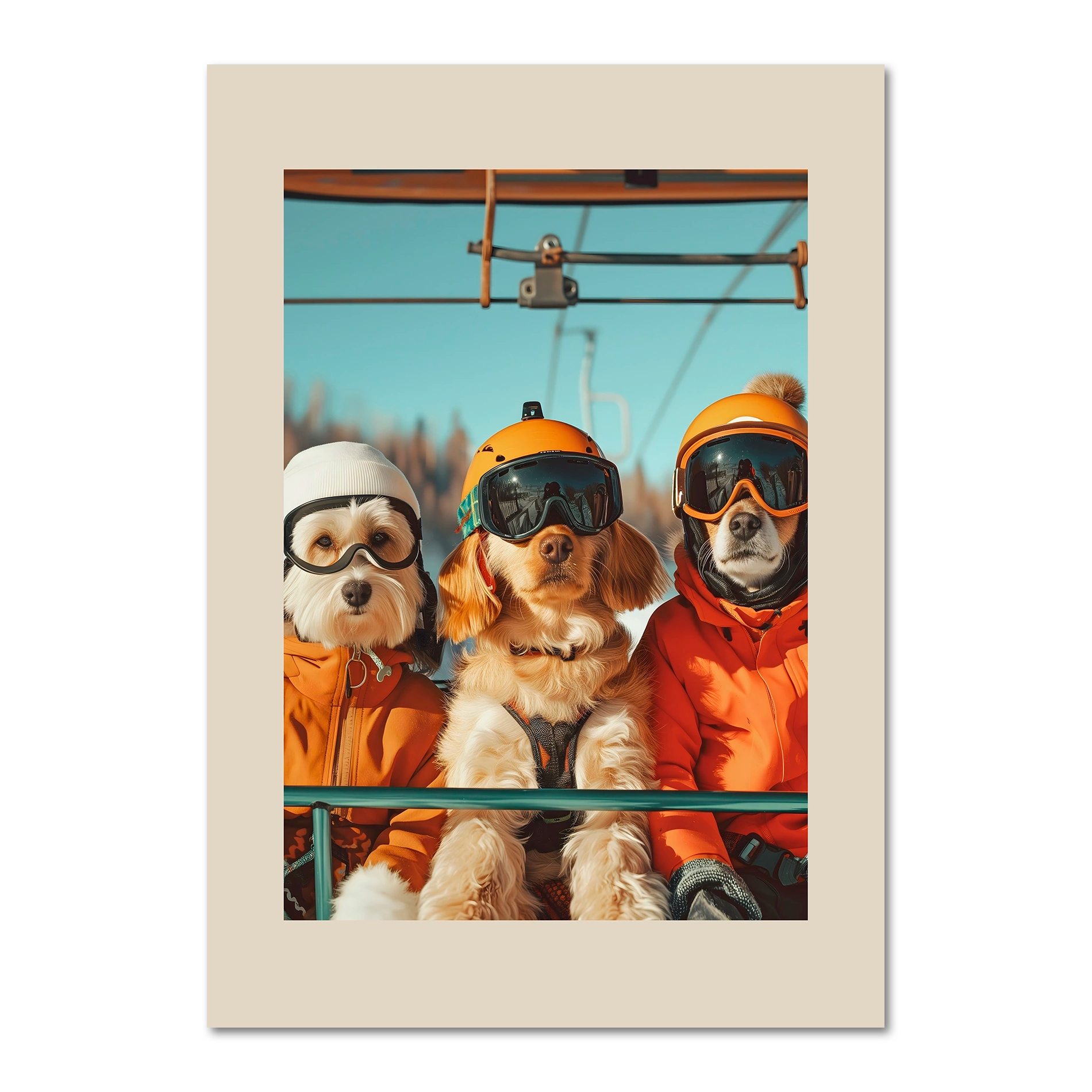 Drei Hunde eines Skifahrers - Poster