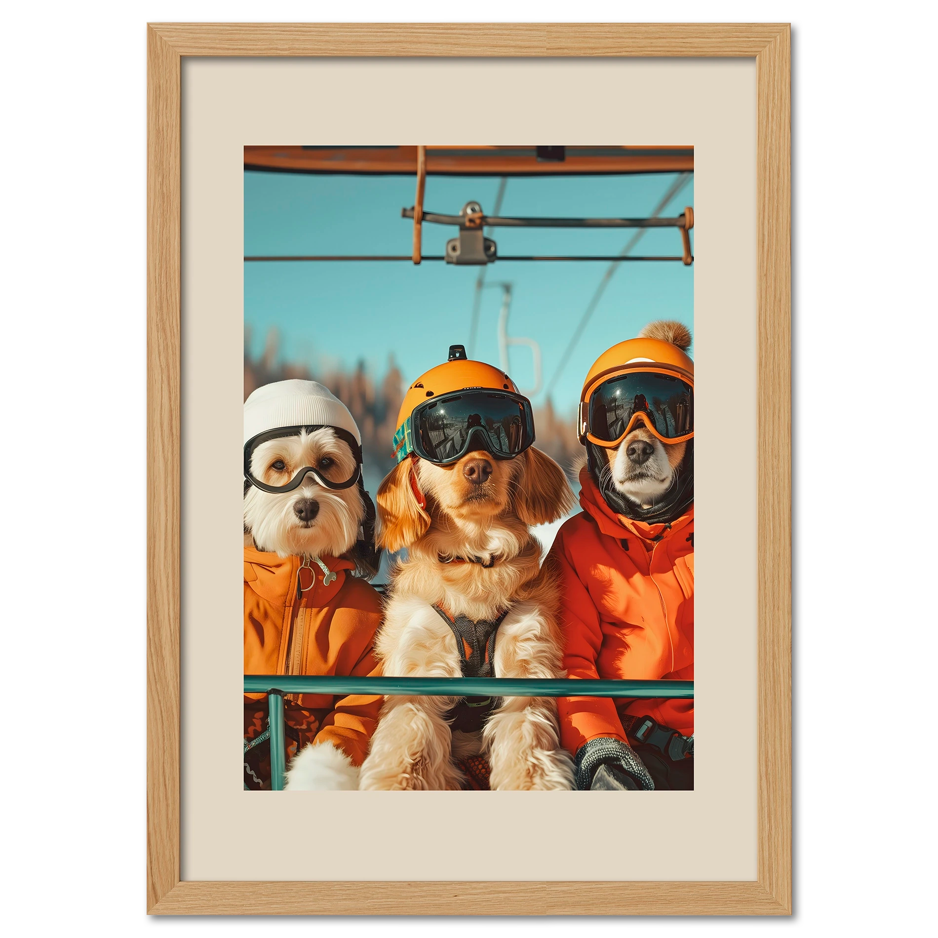 Drei Hunde eines Skifahrers - Poster