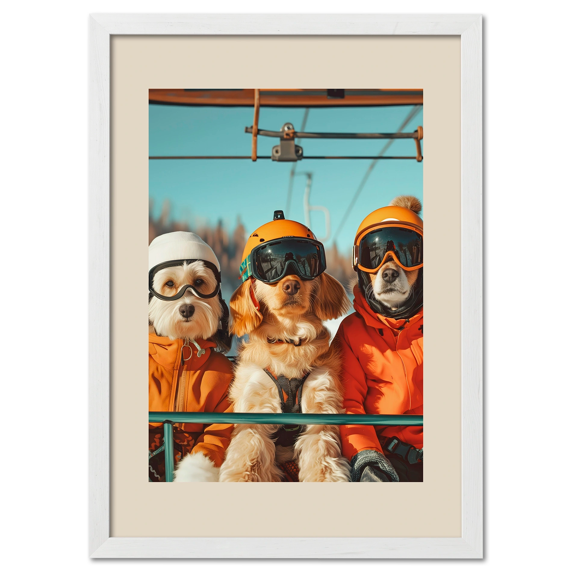 Drei Hunde eines Skifahrers - Poster