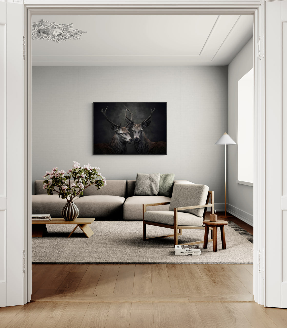 Einheit der Hirsche – Wandbild aus Alu-Dibond