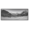Winter Valley in the Alps – Alu-Dibond wall art featuring a snowy alpine valley scene.