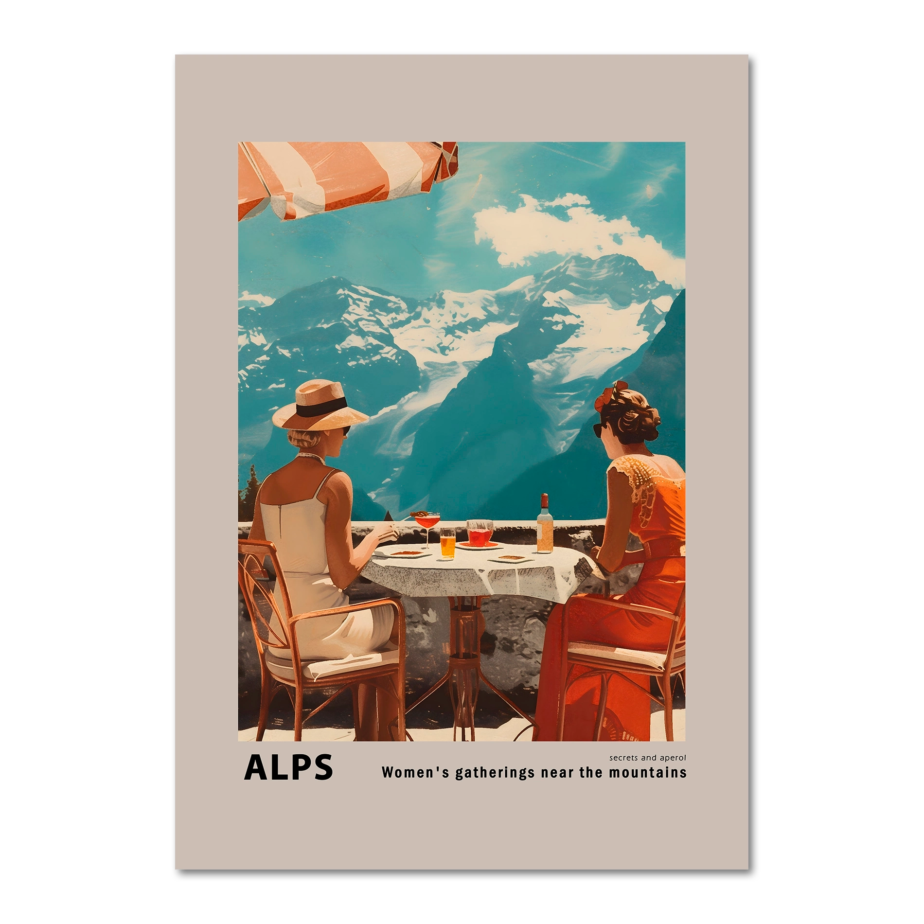 Mädchentreffen in der Nähe der Berge – Plakat