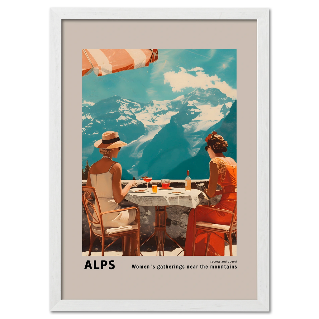 Meeting of girls near the mountains - Poster