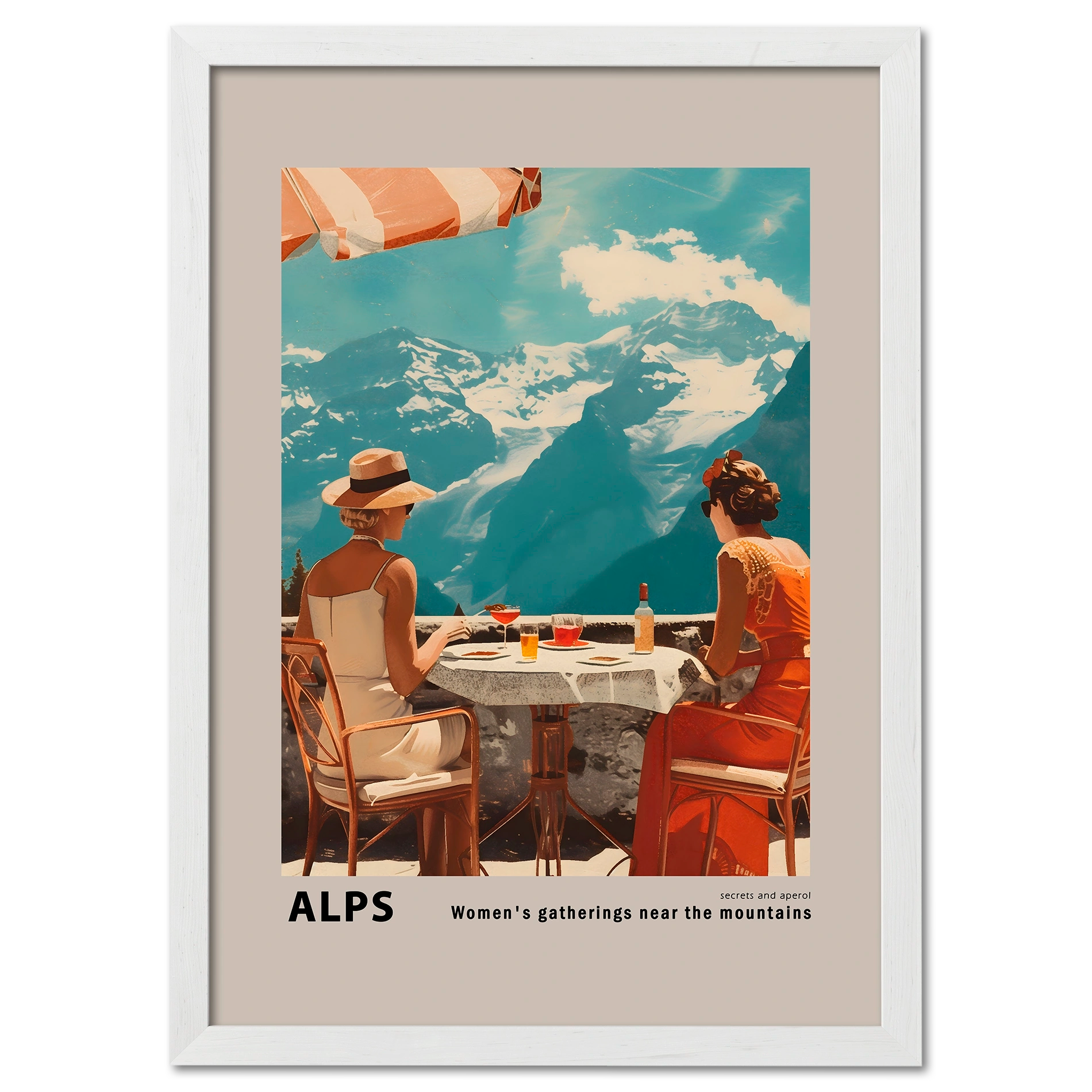 Mädchentreffen in der Nähe der Berge – Plakat