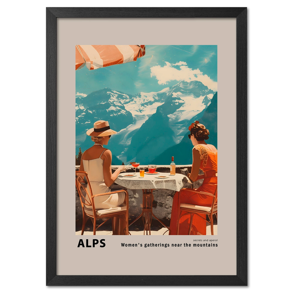 Meeting of girls near the mountains - Poster