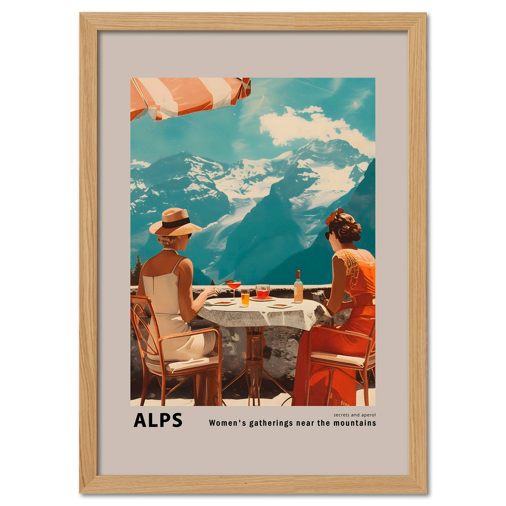 Meeting of girls near the mountains - Poster