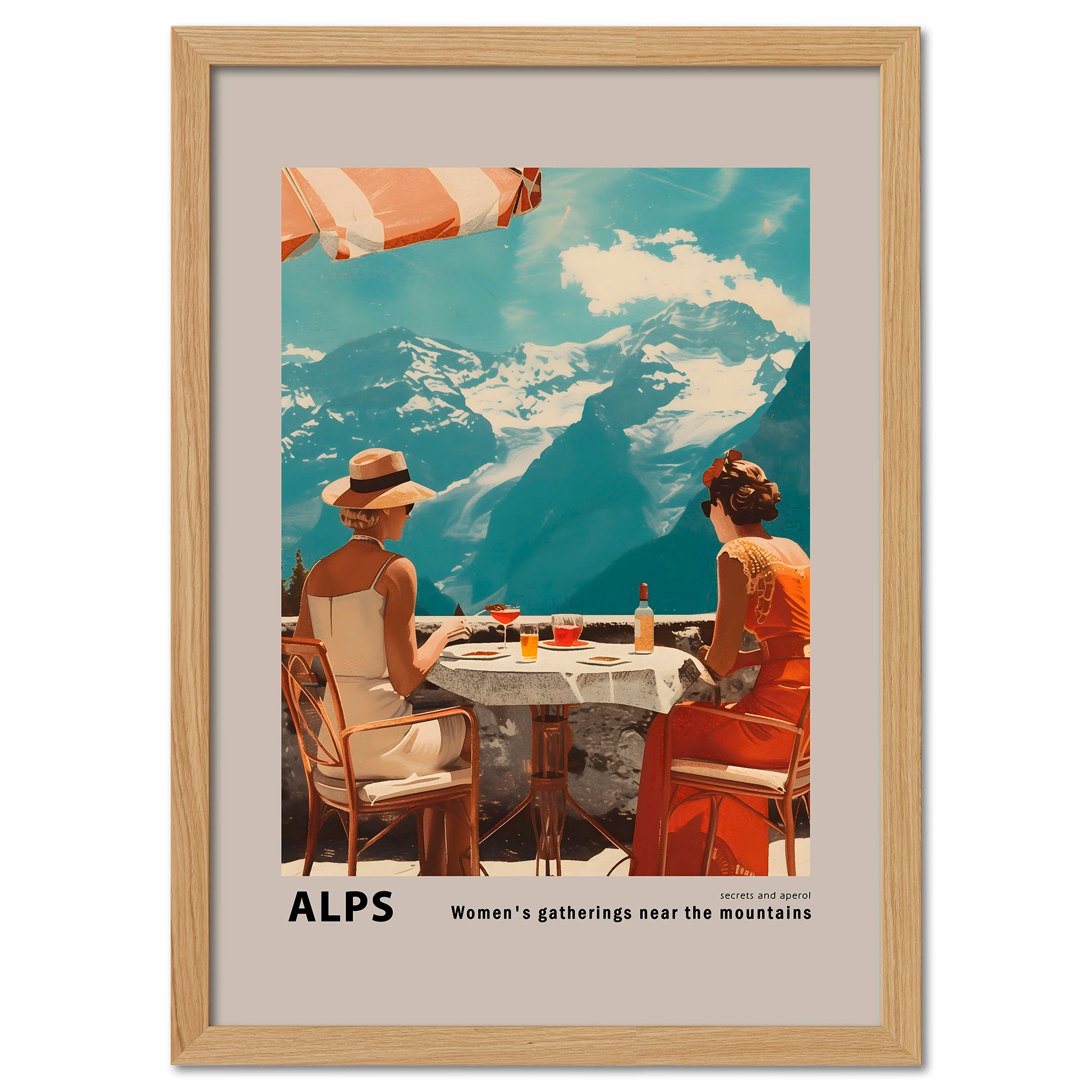 Mädchentreffen in der Nähe der Berge – Plakat