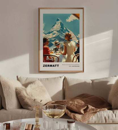 Breakfast in Zermatt - Poster with a wooden frame