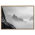 Above the Clouds – Alu-Dibond wall art depicting serene alpine peaks and misty skies.