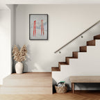 After active skiing - Poster hanging on a wall in a modern interior with wooden stairs and decorative plants.