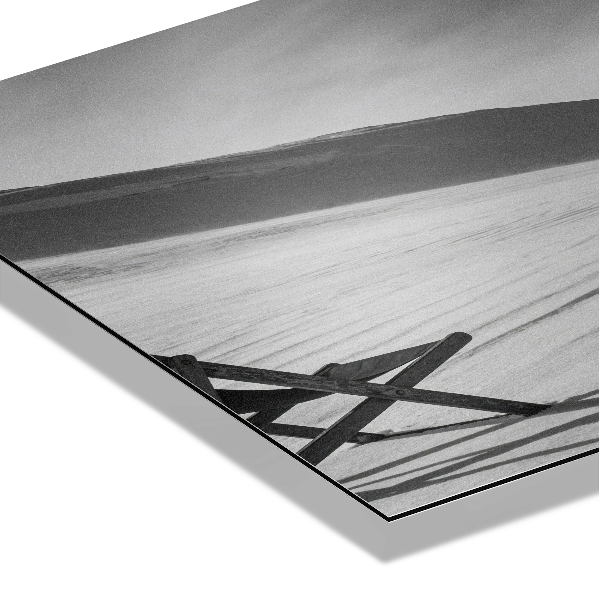 After the Descent, Matterhorn – Alu-Dibond wall art showcasing a deck chair on an alpine slope.