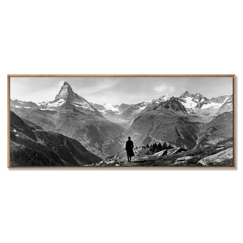 Alone with the Matterhorn – Alu-Dibond wall art featuring a solitary figure facing the iconic mountain landscape.