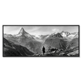 Alone with the Matterhorn – Alu-Dibond wall art showcasing a figure at the alpine landscape with the iconic mountain.
