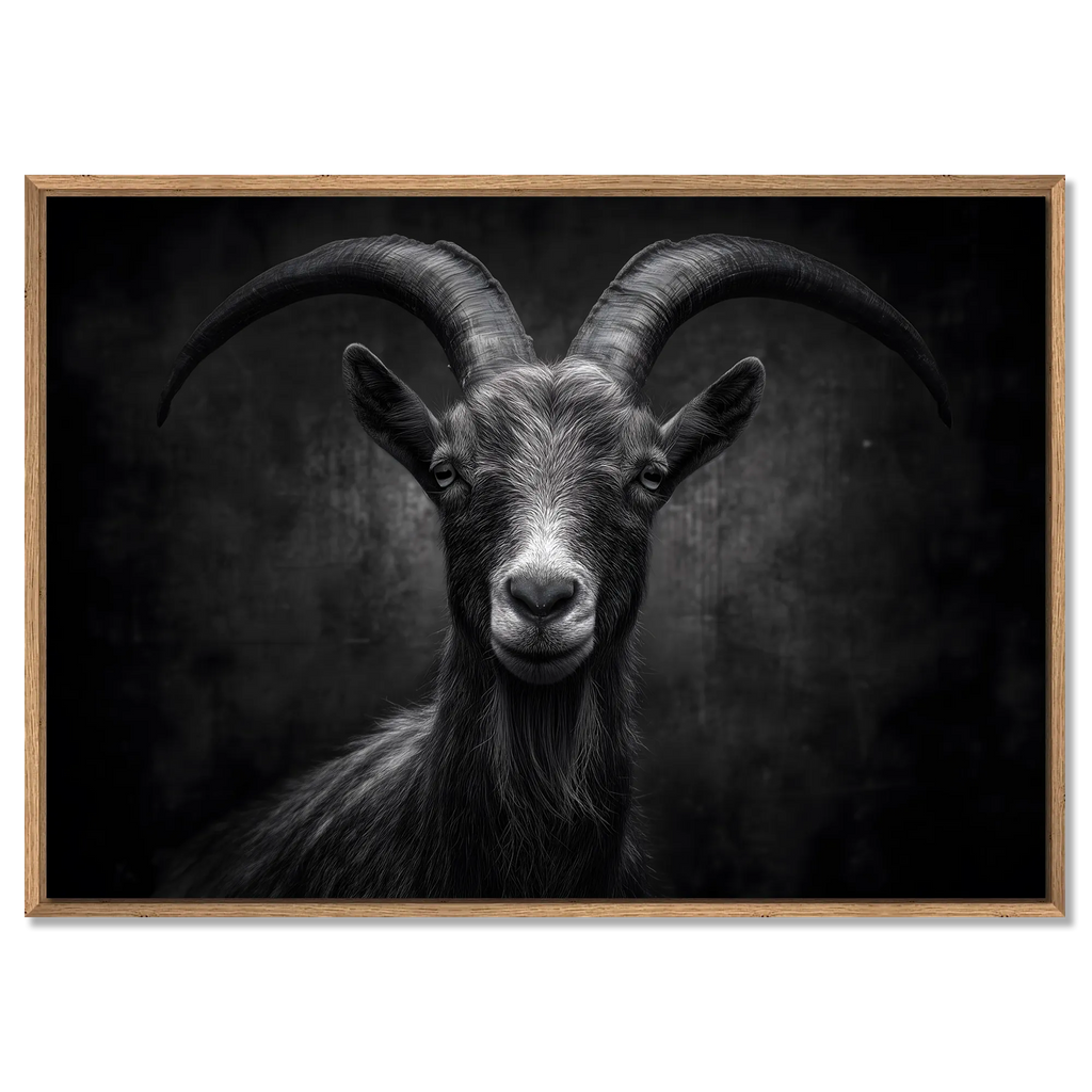 Character of a goat - Alu-Dibond wall art depicting a confident alpine goat in striking detail.