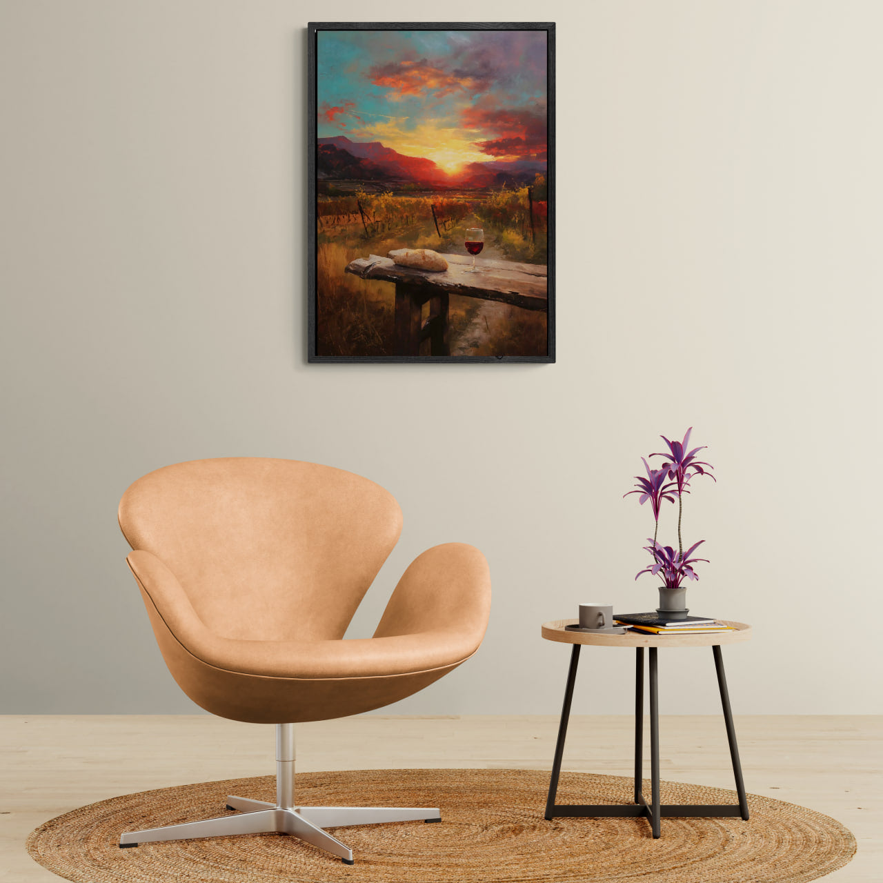 Alps Dawnvine - Poster showcasing a vineyard sunset, adding warmth to modern interiors as wall art.