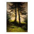 Alps Forestlight - Poster featuring a serene forest scene illuminated by soft golden light.