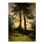 Alps Forestlight - Poster featuring a serene forest scene illuminated by soft golden light.