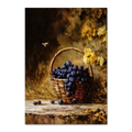 Alps Gilded Harvest - Poster showcasing a basket of purple grapes in warm autumn light with a bee, evoking cozy countryside charm.