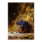 Alps Gilded Harvest - Poster showcasing a basket of purple grapes in warm autumn light with a bee, evoking cozy countryside charm.