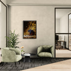 Alps Gilded Harvest - Poster displayed in a modern living room, featuring warm autumn tones and grapes.
