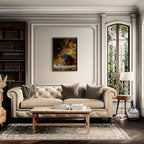 Alps Gilded Harvest - Poster displayed in a cozy living room setting with elegant decor and natural light.