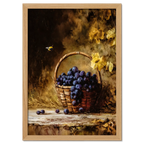Alps Gilded Harvest - Poster featuring a basket of grapes in warm autumn tones with a bee, perfect for cozy interiors.
