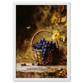 Alps Gilded Harvest - Poster featuring a basket of purple grapes in warm autumn tones with a bee.