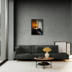 Alps Lantern - Poster showing warm lantern glow in a modern minimalist living room with a cozy atmosphere.