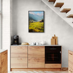 Alps Meadow - Poster displayed in a modern kitchen, complementing minimalist decor with its serene alpine landscape.