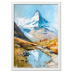 Alps Reflection - Poster depicting a serene alpine landscape with a mountain peak and reflective water stream