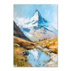 Alps Reflection - Poster featuring a vibrant alpine landscape with mountain peak and reflective stream.