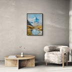 Alps Reflection - Poster showcasing a bright alpine landscape with a reflection in calm water, perfect wall art for minimalists.